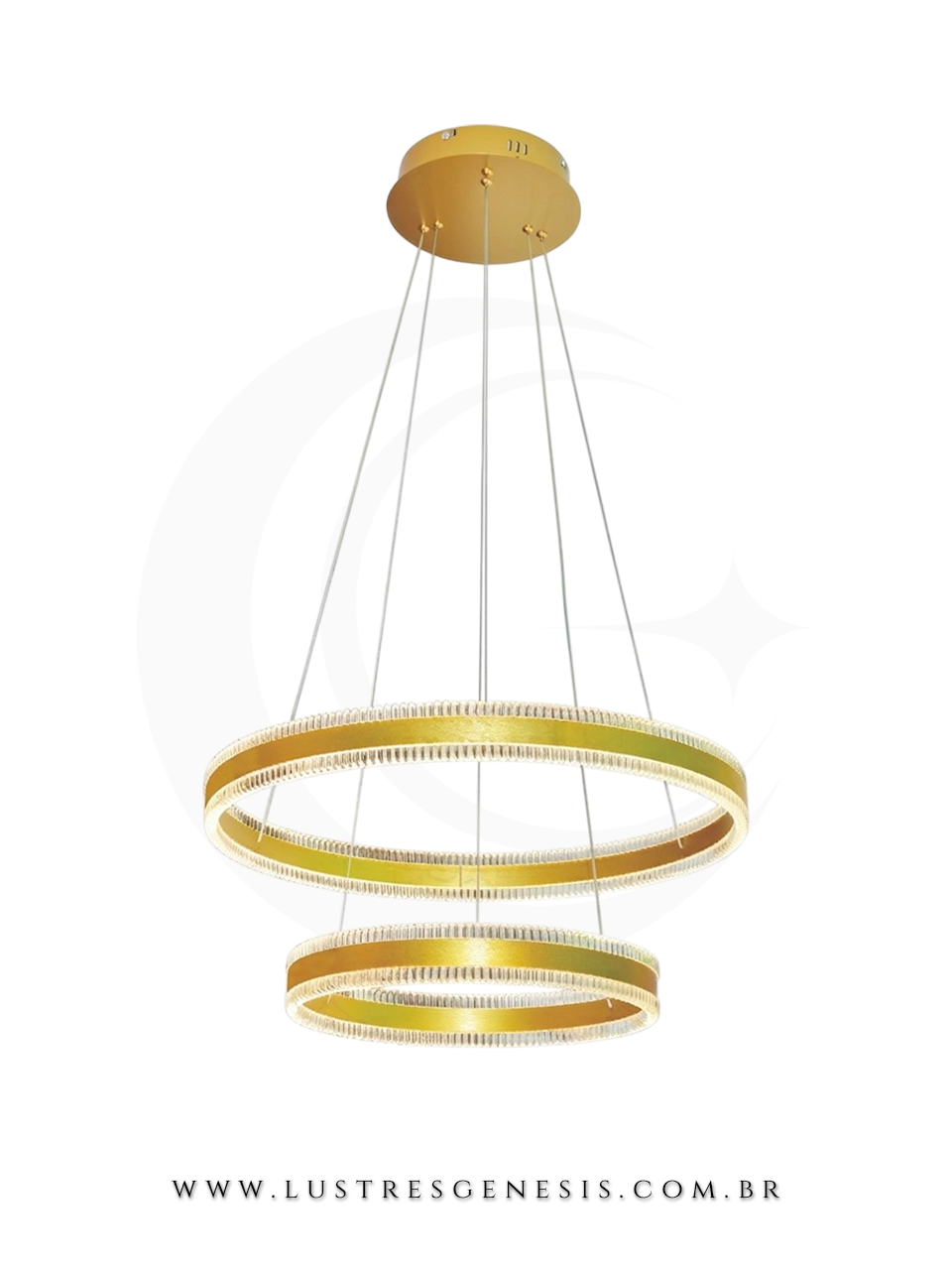 Luminaria de Teto Pendente LED DCD03241 Dourado Bivolt 126W 3000K &Oslash;40x60cm, Mesa Area Gourmet, Sala de Jantar, Suite Master